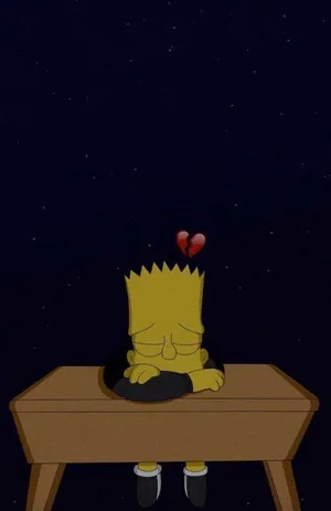 Sad Simpsons Bart Broken Heart Table Wallpaper