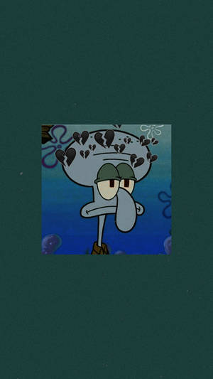 Sad Squidward With Broken Hearts Wallpaper