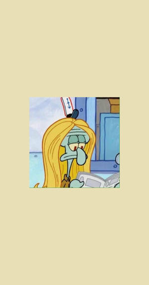 Sad Squidward With Wig Wallpaper