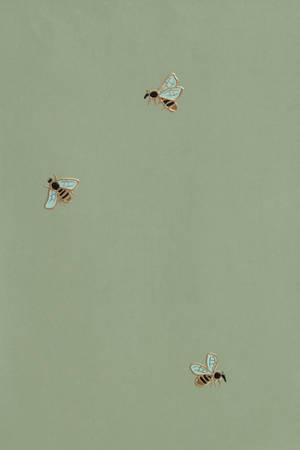 Sage Green Aesthetic Bees Wallpaper