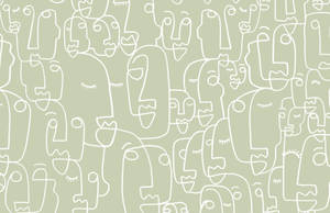 Sage Green Aesthetic Faces Wallpaper
