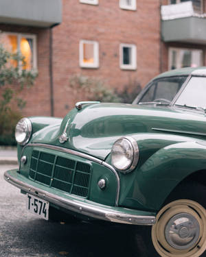 Sage Green Vintage Car Wallpaper