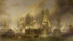 Sailing Ship Battle Of Trafalgar Wallpaper