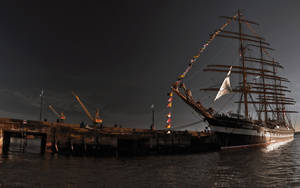 Sailing Ship During Twilight Wallpaper