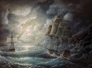 Sailing Ships At Sea Storm Wallpaper