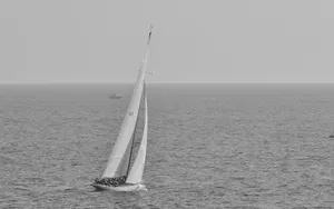 Sailing Yacht Monochrome Ocean Scene Wallpaper