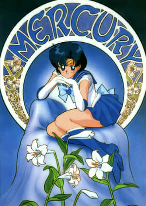 Sailor Mercury Posing With White Flowers Wallpaper