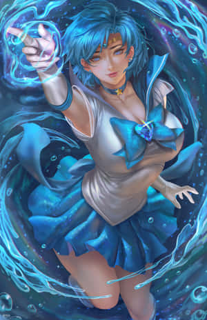 Sailor Mercury Wielding Water Wallpaper