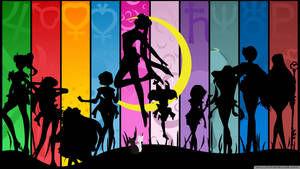 Sailor Moon Characters In Silhouette Wallpaper