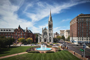 Saint Louis University Church And Park Wallpaper