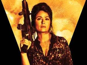 Salma Hayek Holding A Gun Wallpaper