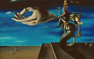 Salvador Dali's Surreal Painting Of Vivid Blue Waterfalls Wallpaper