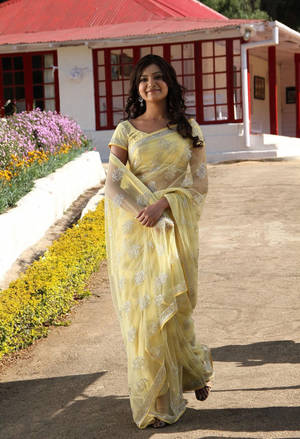 Samantha Saree Full Body Yellow Wallpaper