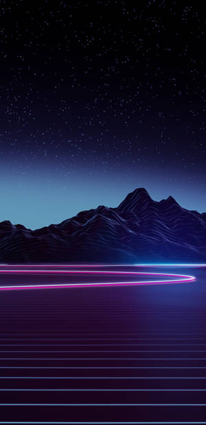 Samsung Galaxy 4k Mountains And Neon Light Streaks Wallpaper