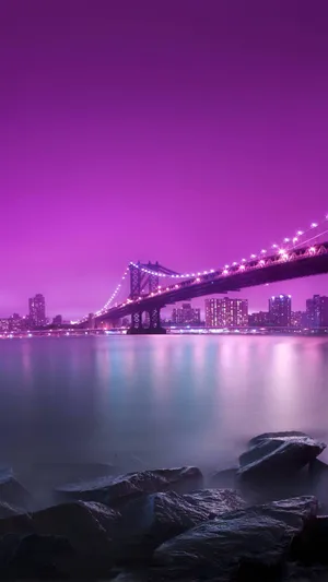 Samsung Mobile Purple Manhattan Bridge Wallpaper
