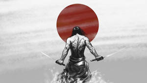 Samurai Japan Red Sun Art Wallpaper