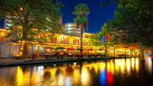 San Antonio River Walk Golden Lights Wallpaper