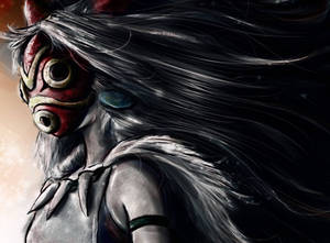San Red Mask Princess Mononoke Wallpaper