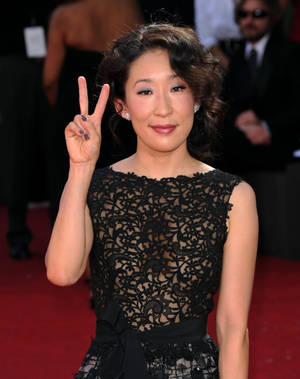 Sandra Oh Emmy Awards Red Carpet Wallpaper