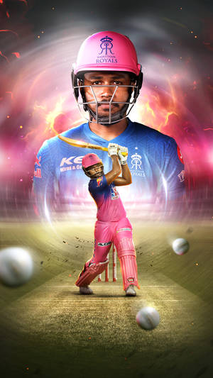 Sanju Samson - The Fiery Warrior Of Rajasthan Royals Wallpaper