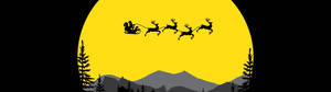 Santa Claus Flying Over The Mountains Wallpaper