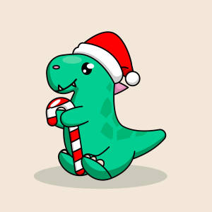 Santa Claus Hat Aesthetic Dino Wallpaper