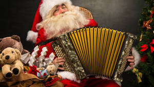 Santa Claus Playing Accordion Wallpaper