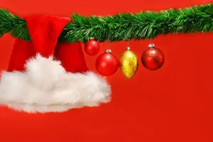 Santa Hat Red And Green Christmas Wallpaper
