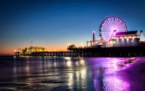 Santa Monica Pier California At Night Wallpaper