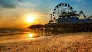 Santa Monica Sunset On Beach Wallpaper