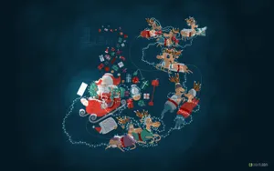 Santa's Merry Christmas Journey Wallpaper