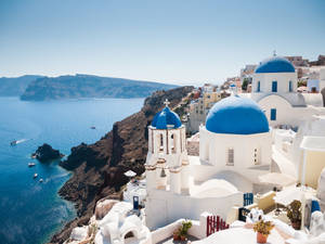 Santorini Blue Ocean Wallpaper