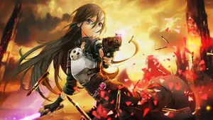 Sao Kirito Firing Gun Wallpaper