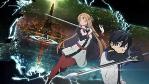 Sao Ordinal Scale Asuna And Kirito On Water Wallpaper