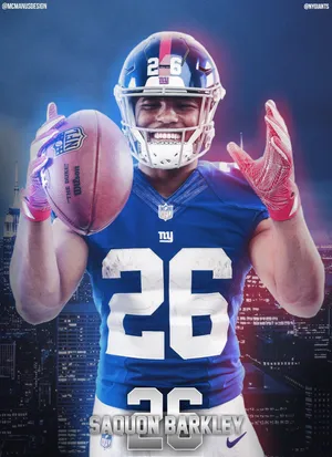 Saquon Barkley Deigital Glow Art Mobile Wallpaper