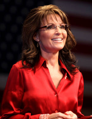 Sarah Palin With Blurry Flag Background Wallpaper