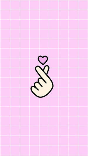 Saranghae Heart On A Pink Grid Wallpaper