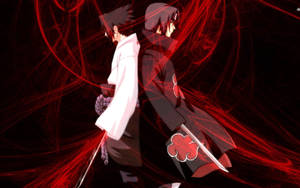 Sasuke And Itachi Uchiha Laser Red Wallpaper