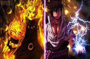 Sasuke And Naruto Techniques Wallpaper
