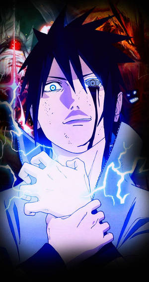 Sasuke Rinnegan Eye And Hand Chidori Wallpaper