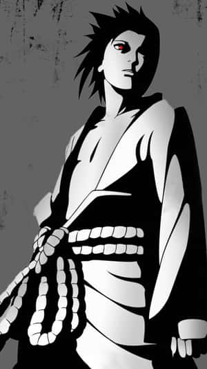 Sasuke Uchiha Black White Artwork Wallpaper