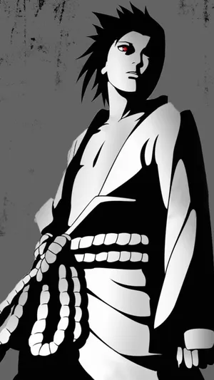 Sasuke Uchiha Black White Artwork Wallpaper