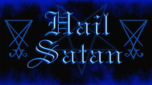Satanic Artwork In Dark Blue Wallpaper