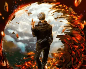 Saturo Gojo With Lava In Jujutsu Kaisen Wallpaper