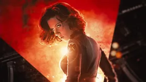 Scarlett Johansson As Black Widow In Action Wallpaper