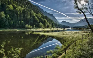 Scenic River And Mountain Live Desktop Wallpaper