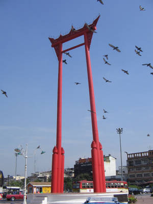 Scenic Views Of The Iconic Giant Swing Landmark In Sunny Bangkok Wallpaper