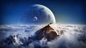 Sci Fi Mountain Clouds Planet Wallpaper