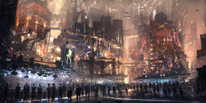 Science Fiction Animated City In Cyberpunk Wallpaper