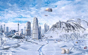 Science Fiction Snow City Wallpaper